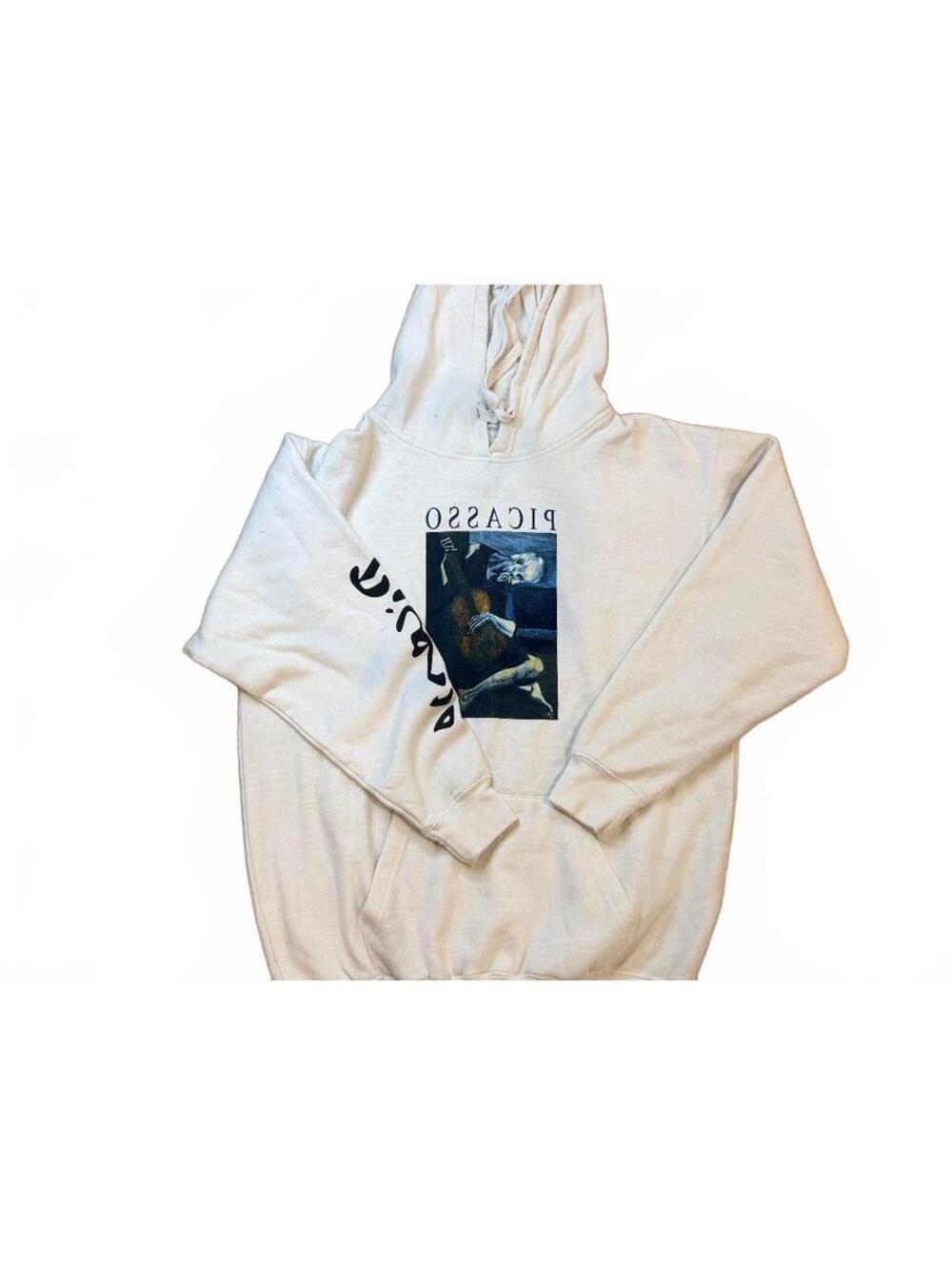 Picasso Art Graphic Hoodie Men’s Medium White Pullover Pablo Picasso Signature
